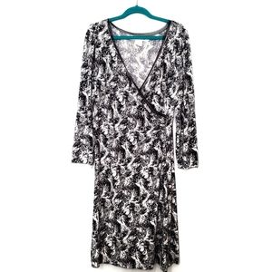 Max Studio Faux Wrap Dress with mesh trim